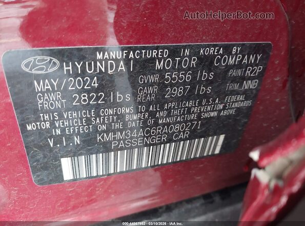 KMHM34AC6RA080271 2024 HYUNDAI IONIQ 6 Red Widok komory silnika