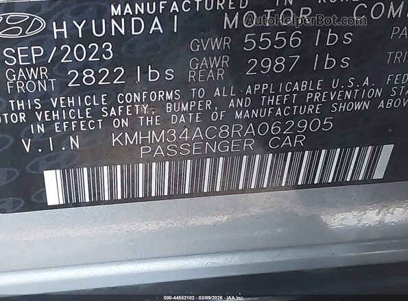 KMHM34AC8RA062905 2024 HYUNDAI IONIQ 6 Green Շարժիչի բաժամունքի տեսք