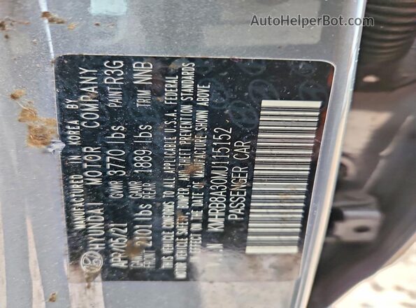 KMHRB8A30MU115152 2021 HYUNDAI VENUE Gray VIN sticker view