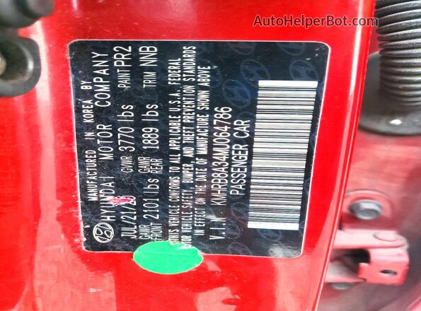 KMHRB8A34MU064786 2021 HYUNDAI VENUE Красный Вид подкапотного пространства