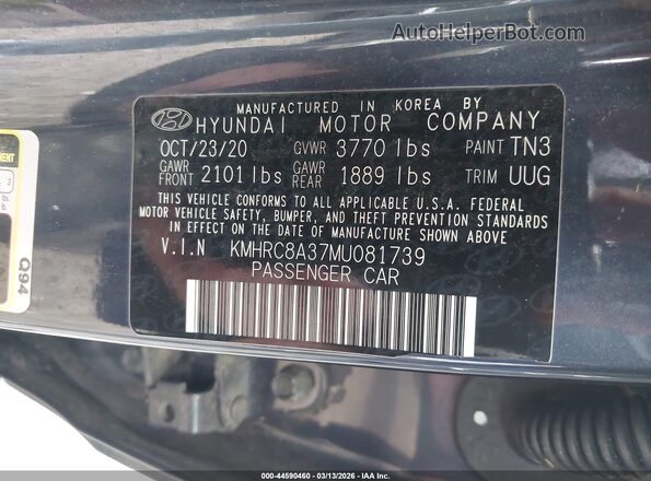 KMHRC8A37MU081739 2021 HYUNDAI VENUE Синий 