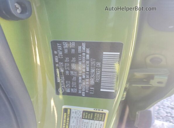 KMHRC8A39MU113977 2021 HYUNDAI VENUE Green VIN კოდის სტიკერის ხედი