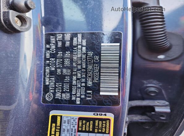 KMHRC8A39MU127748 2021 HYUNDAI VENUE Blue Widok wnętrza 360 stopni