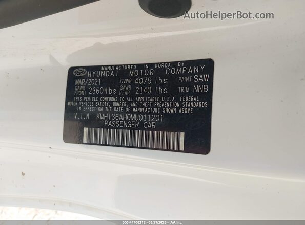 KMHT36AH0MU011201 2021 HYUNDAI VELOSTER N White Widok komory silnika
