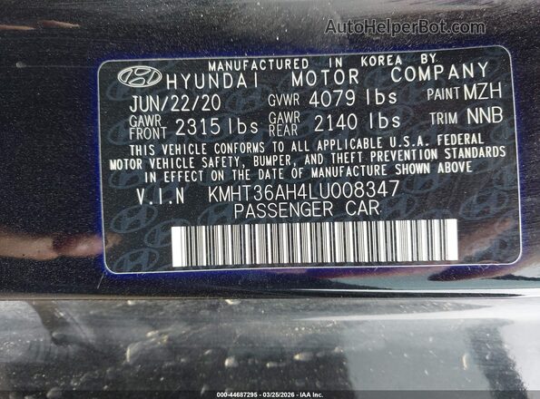 KMHT36AH4LU008347 2020 HYUNDAI VELOSTER N Черный Вид подкапотного пространства