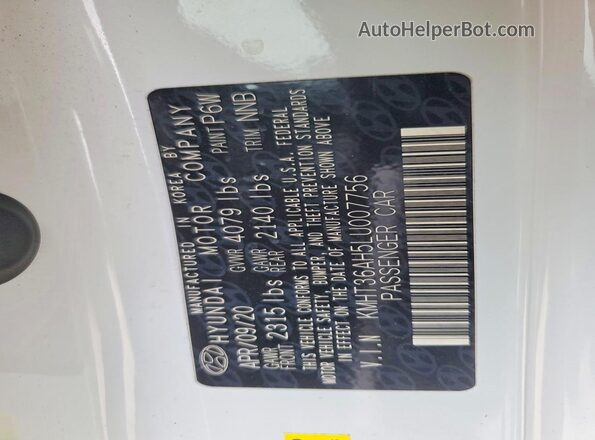 KMHT36AH5LU007756 2020 HYUNDAI VELOSTER White 