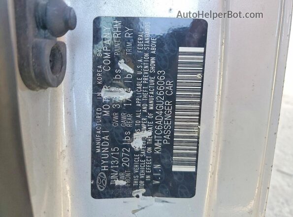 KMHTC6AD4GU266063 2016 HYUNDAI VELOSTER Silver Widok komory silnika