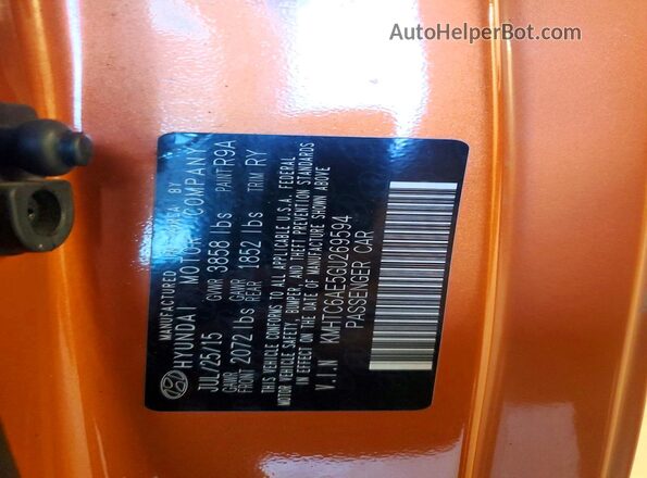 KMHTC6AE5GU269594 2016 HYUNDAI VELOSTER Оранжевый Вид подкапотного пространства