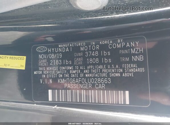 KMHTG6AF0LU028663 2020 HYUNDAI VELOSTER Black Շարժիչի բաժամունքի տեսք