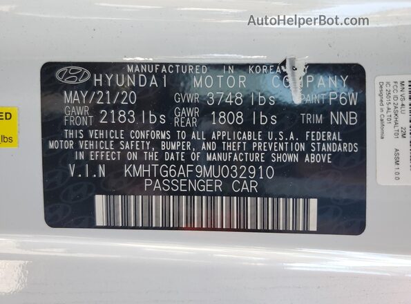 KMHTG6AF9MU032910 2021 HYUNDAI VELOSTER White Շարժիչի բաժամունքի տեսք