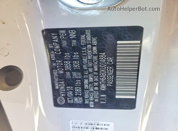 KMHTH6AB0KU014884 2019 HYUNDAI VELOSTER White 