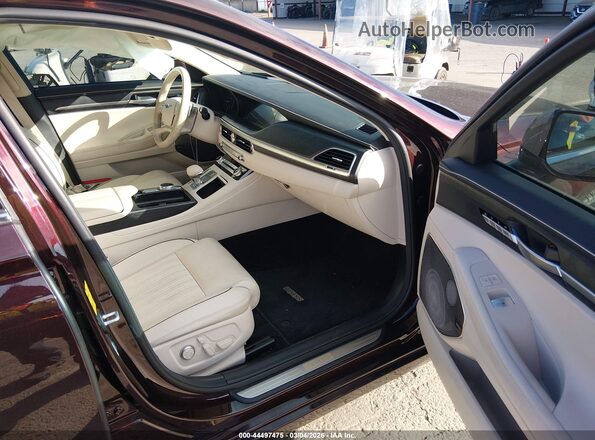 KMTF34PA4LU081199 2020 GENESIS G90 Burgundy Widok wnętrza z przodu