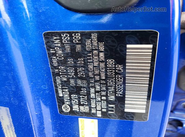 KMTFN4JB5LU331898 2020 GENESIS G80 Blue Engine compartment view