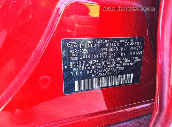 KMTG34LA6MU067008 2021 GENESIS G70 Red 