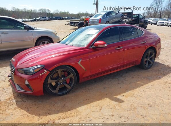 KMTG34LE9MU070942 2021 GENESIS G70 Red წინა მარცხენა ხედი სამი მეოთხედიდან