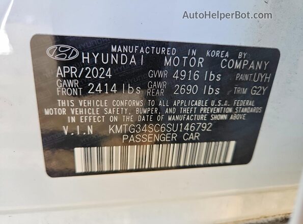 KMTG34SC6SU146792 2025 GENESIS G70 White 