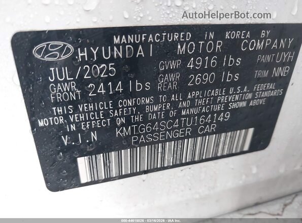 KMTG64SC4TU164149 2026 GENESIS G70 White Engine compartment view