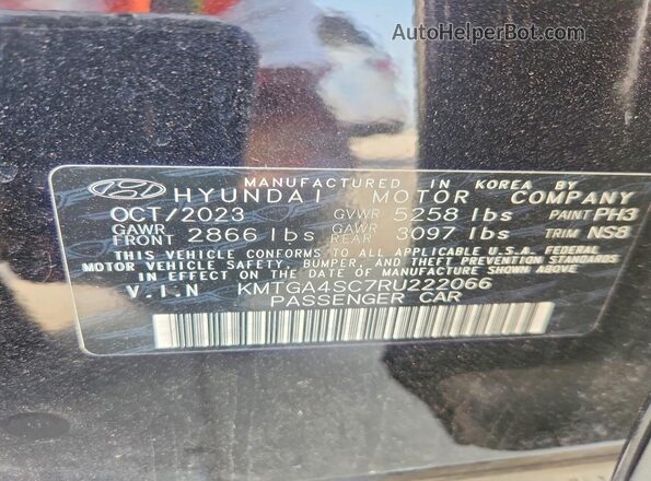 KMTGA4SC7RU222066 2024 GENESIS G80 Black Widok naklejki z numerem VIN