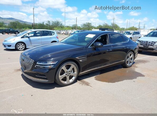 KMTGC4SDXMU049624 2021 GENESIS G80 Black წინა მარცხენა ხედი სამი მეოთხედიდან