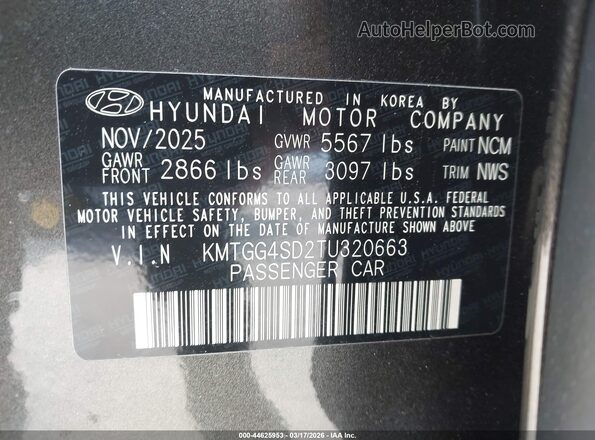 KMTGG4SD2TU320663 2026 GENESIS G80 Gray Engine compartment view