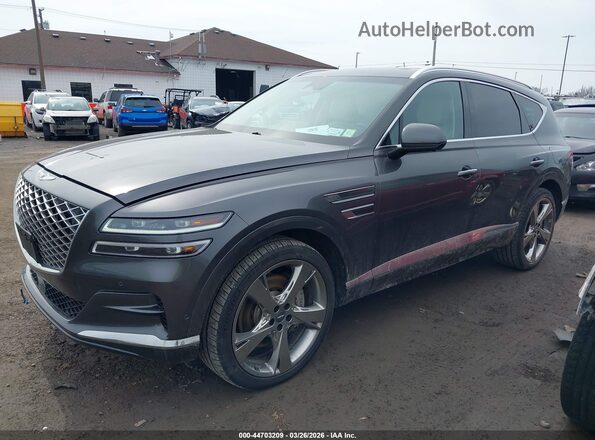 KMUHCESC1RU153956 2024 GENESIS GV80 Gray Առջևի ձախ երեք քառորդ տեսարան