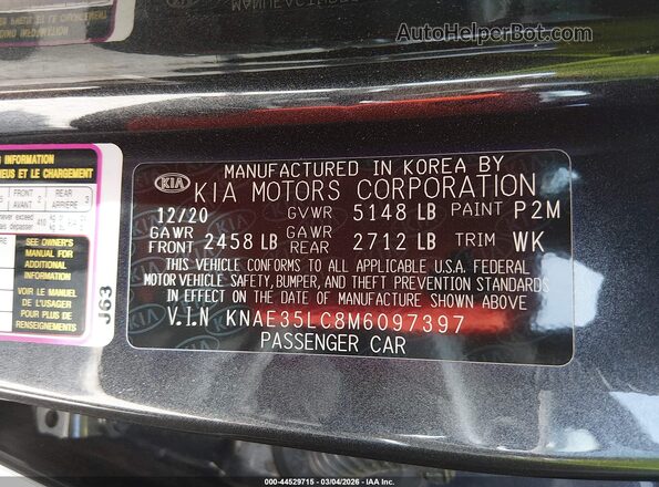 KNAE35LC8M6097397 2021 KIA STINGER Gray Вид підкапотного простору