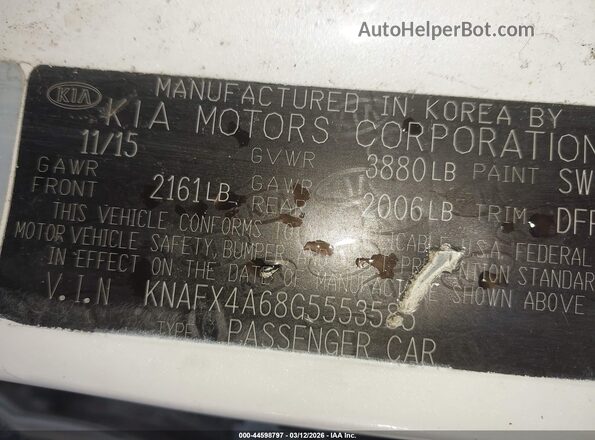 KNAFX4A68G5553585 2016 KIA FORTE White Engine compartment view
