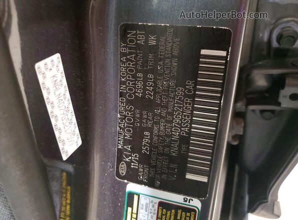 KNALN4D79G5217599 2016 KIA CADENZA Gray Vista del compartimento del motor