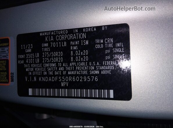 KNDADFS50R6029576 2024 KIA EV9 Gray Engine compartment view