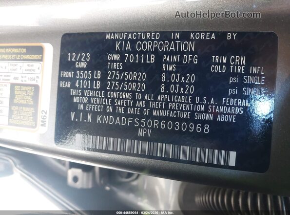 KNDADFS50R6030968 2024 KIA EV9 Gray Շարժիչի բաժամունքի տեսք