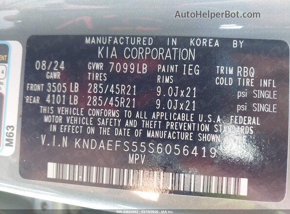 KNDAEFS55S6056419 2025 KIA EV9 Blue ძრავის განყოფილების ხედი