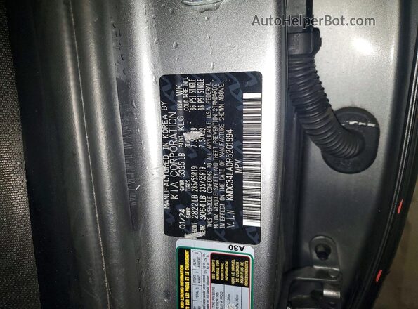 KNDC34LA0R5201994 2024 KIA EV6 Gray VIN կոդի պիտակի տեսք