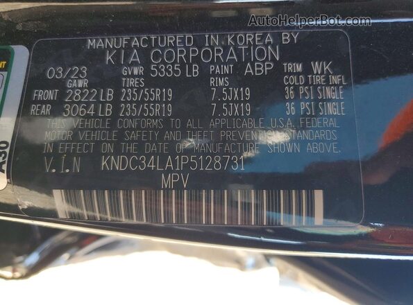 KNDC34LA1P5128731 2023 KIA EV6 Black Вид підкапотного простору