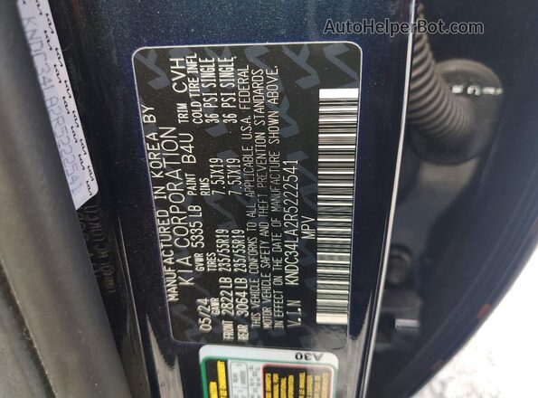 KNDC34LA2R5222541 2024 KIA EV6 Blue VIN sticker view