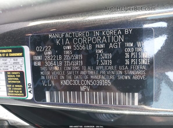 KNDC3DLC0N5039165 2022 KIA EV6 Black Շարժիչի բաժամունքի տեսք