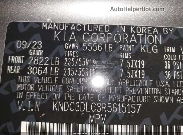 KNDC3DLC3R5615157 2024 KIA EV6 Gray 