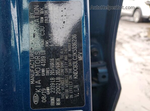 KNDCB3LC2K5336236 2019 KIA NIRO Синий 