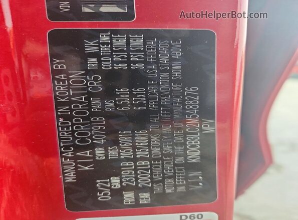 KNDCB3LC2M5488276 2021 KIA NIRO Red Vista interior de 360 grados