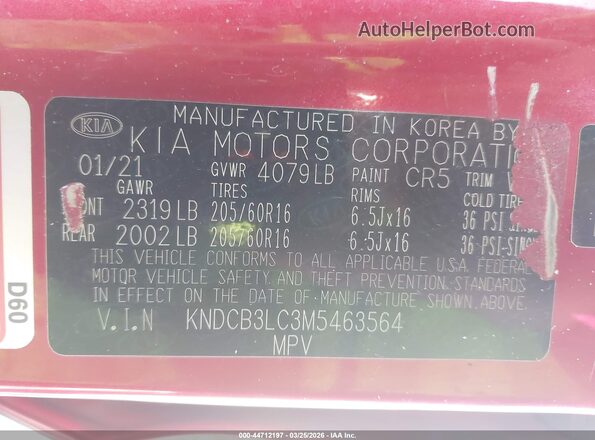 KNDCB3LC3M5463564 2021 KIA NIRO Red Engine compartment view