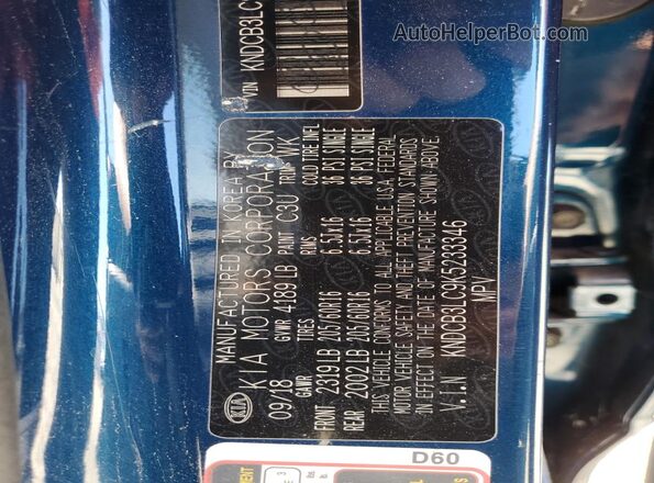 KNDCB3LC9K5233346 2019 KIA NIRO Синий 