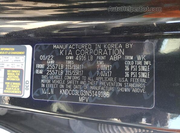 KNDCC3LG3N5149186 2022 KIA NIRO Black Widok wnętrza 360 stopni