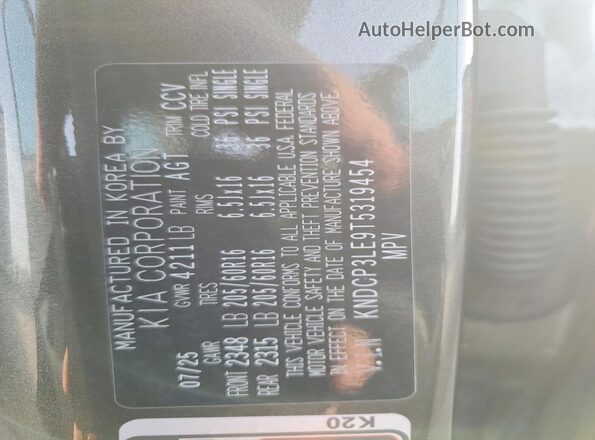 KNDCP3LE9T5319454 2026 KIA NIRO Black Панорамний вид салону 360°