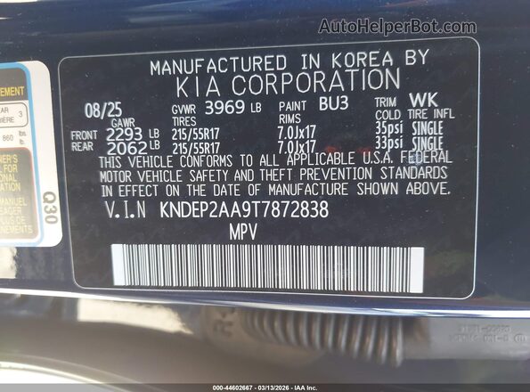 KNDEP2AA9T7872838 2026 KIA SELTOS Blue Вид підкапотного простору