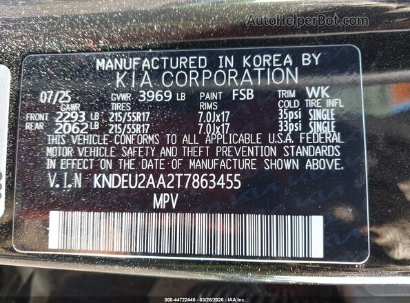 KNDEU2AA2T7863455 2026 KIA SELTOS Black Widok komory silnika