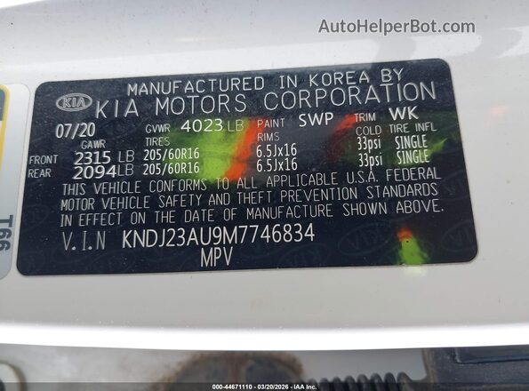 KNDJ23AU9M7746834 2021 KIA SOUL White Շարժիչի բաժամունքի տեսք