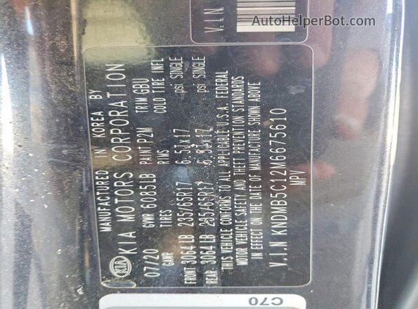 KNDMB5C12M6675610 2021 KIA SEDONA Gray Widok naklejki z numerem VIN