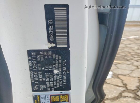 KNDMB5C14M6675186 2021 KIA SEDONA White Vista de la etiqueta del VIN