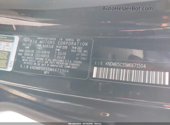 KNDMB5C15M6671504 2021 KIA SEDONA Dark Blue Widok komory silnika