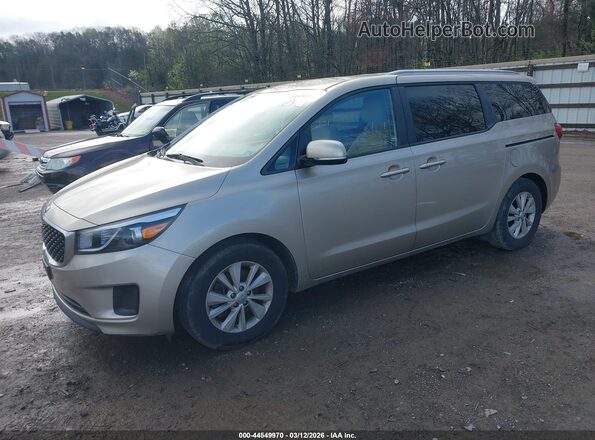 KNDMB5C16G6189449 2016 KIA SEDONA Tan წინა მარცხენა ხედი სამი მეოთხედიდან