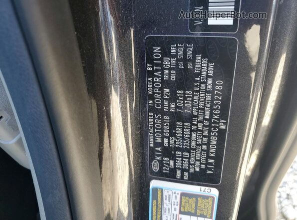 KNDMB5C17K6532780 2019 KIA SEDONA Gray Սալոնի 360 աստիճան տեսք